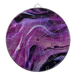 Purple Glitter Abstract Marbled Acrylic Paint Dart Board