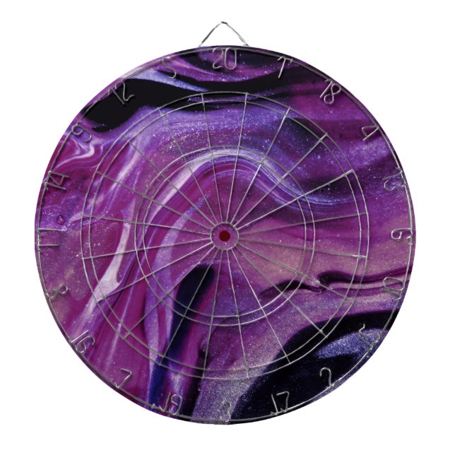 Purple Glitter Abstract Marbled Acrylic Paint Dart Board (Front)