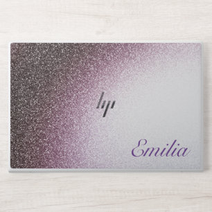 Purple Glitter add Your name HP Laptop Skin