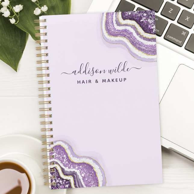 Purple Glitter Agate Personalized Business Planner (Creator Uploaded)