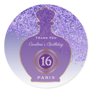 Purple Glitter Amethyst Fragrance, Sweet 16  Classic Round Sticker