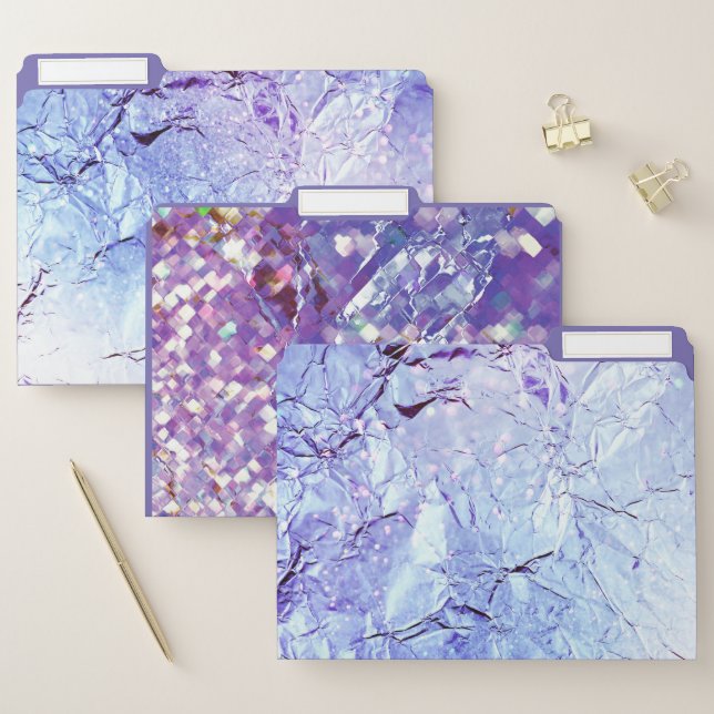 Purple Glitter and Crystals Abstract Art File Folder (Set)