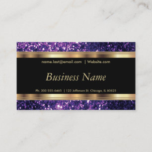 Purple Glitter and Elegant Gold Business Card