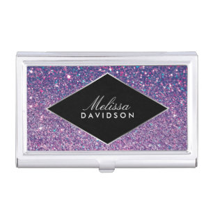 Purple Glitter and Glamour Beauty Business Card Case