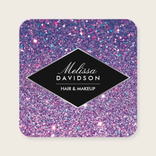 Purple Glitter and Glamour Beauty Square Business Card Purple Glitter and Glamour Beauty Square Business Card