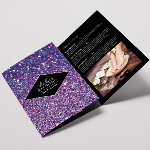 Purple Glitter and Glamour Nail Salon Brochure