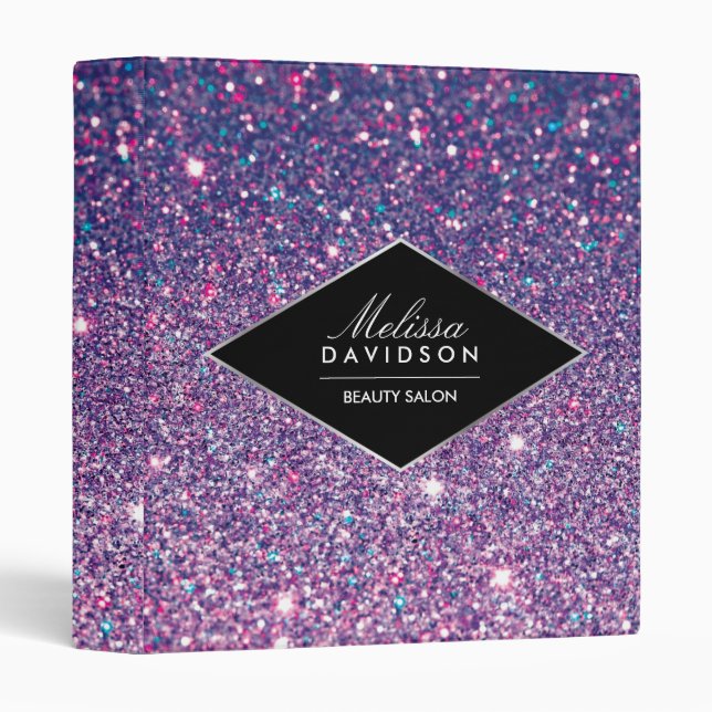 Purple Glitter and Glamour Personalized Binder (Front/Spine)