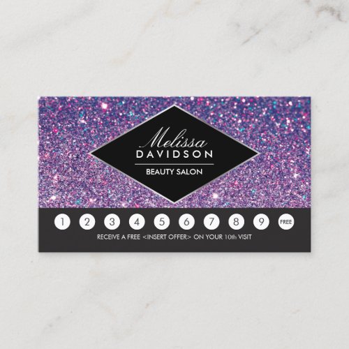 Purple Glitter and Glamour Salon Loyalty Card