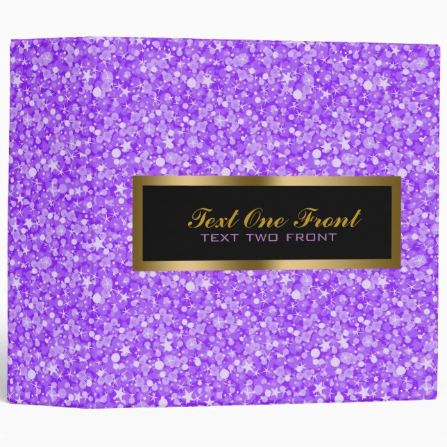 Purple Glitter And Gold And Black Text Back Binder (Front/Spine)