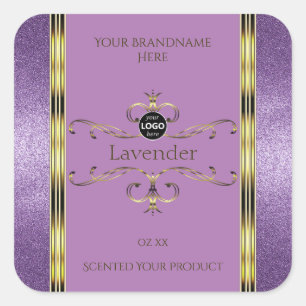Purple Glitter and Gold Ornate Product Labels Logo