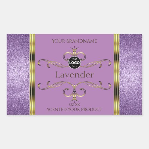 Purple Glitter and Gold Ornate Product Labels Logo