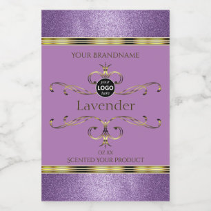 Purple Glitter and Gold Ornate Product Labels Logo