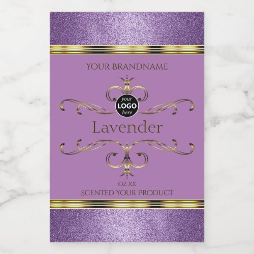 Purple Glitter and Gold Ornate Product Labels Logo