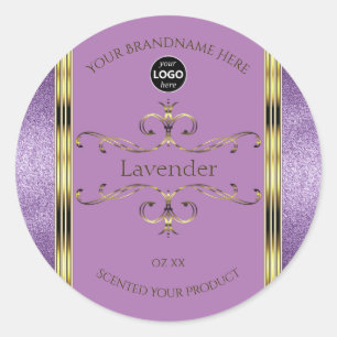 Purple Glitter and Gold Ornate Product Labels Logo