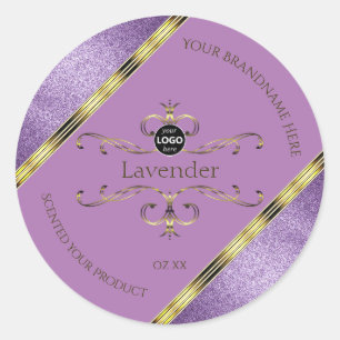 Purple Glitter and Gold Ornate Product Labels Logo
