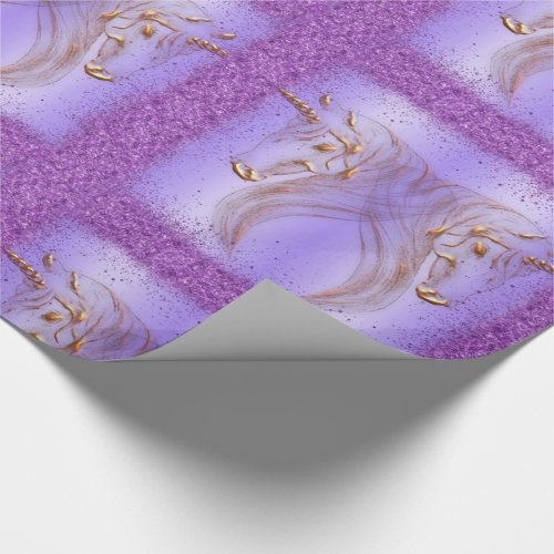 Purple Glitter and Gold Unicorns Birthday 