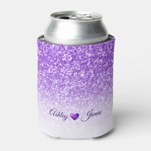 Purple Glitter And Heart Can Cooler