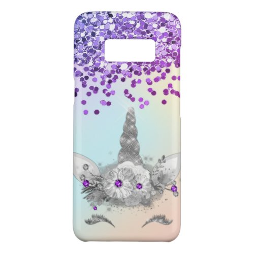 Purple Glitter and Silver Unicorn Case_Mate Samsung Galaxy S8 Case