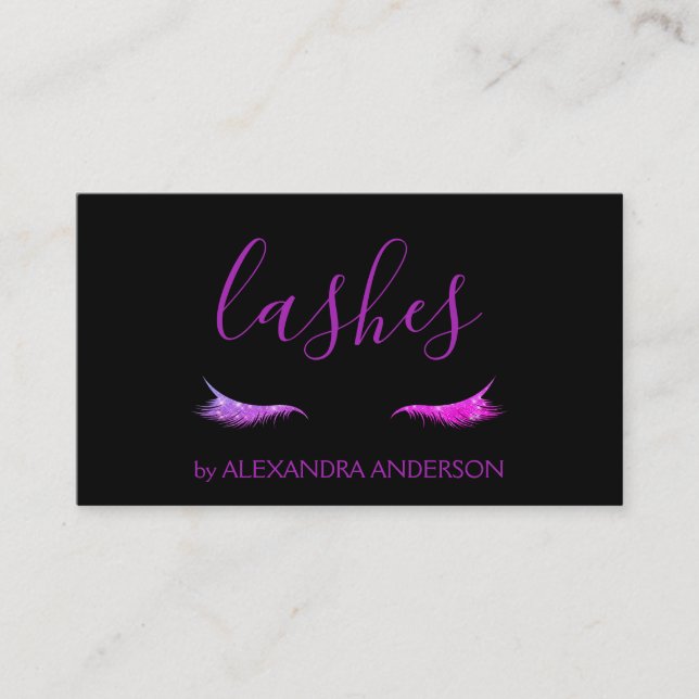 Purple Glitter and Sparkle Eyelash Extension Business Card (Front)