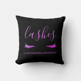 Purple Glitter and Sparkle Eyelash Extension Throw Pillow