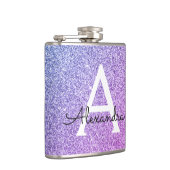 Purple Glitter and Sparkle Monogram Initial Flask (Right)