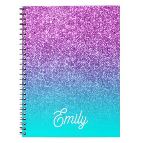 Purple Glitter Aqua Ombre Notebook