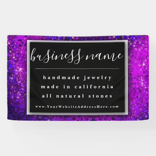 Purple Glitter Artisan Black and White Chalkboard Banner (Horizontal)