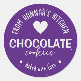 Purple Glitter Background Baked With Love Classic Round Sticker