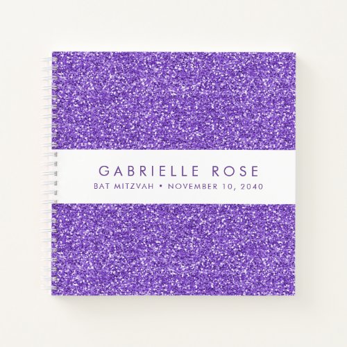 Purple Glitter Bat Mitzvah Autograph Guestbook Notebook