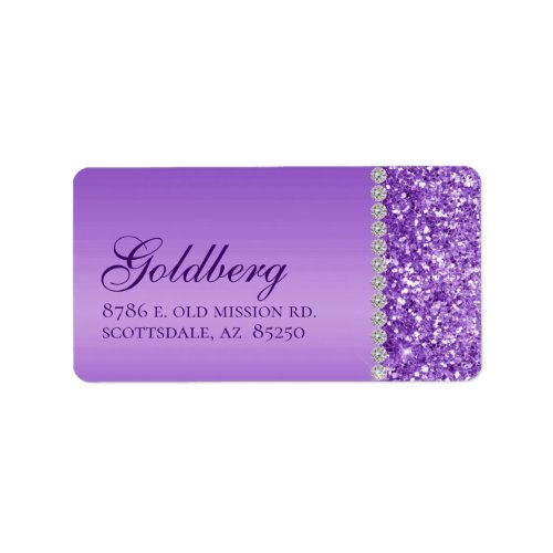 Purple Glitter Bat Mitzvah Label