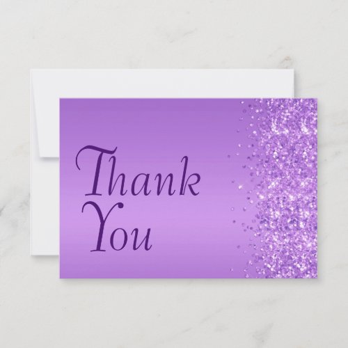 Purple Glitter Bat Mitzvah Thank You Card