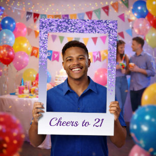 Purple Glitter Birthday Selfie Frame Photo Prop