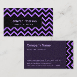 Purple Glitter Black Chevron Business Card