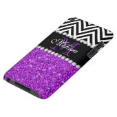 PURPLE GLITTER BLACK CHEVRON MONOGRAMMED BARELY THERE iPod CASE (Bottom)