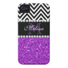 PURPLE GLITTER BLACK CHEVRON MONOGRAMMED