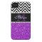 PURPLE GLITTER BLACK CHEVRON MONOGRAMMED