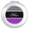 PURPLE GLITTER BLACK CHEVRON MONOGRAMMED