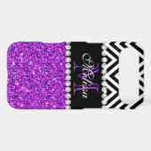 PURPLE GLITTER BLACK CHEVRON MONOGRAMMED iPod TOUCH (5TH GENERATION) COVER (Back (Horizontal))