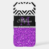 PURPLE GLITTER BLACK CHEVRON MONOGRAMMED iPod TOUCH (5TH GENERATION) COVER (Back)