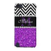 PURPLE GLITTER BLACK CHEVRON MONOGRAMMED iPod TOUCH (5TH GENERATION) COVER (Back)