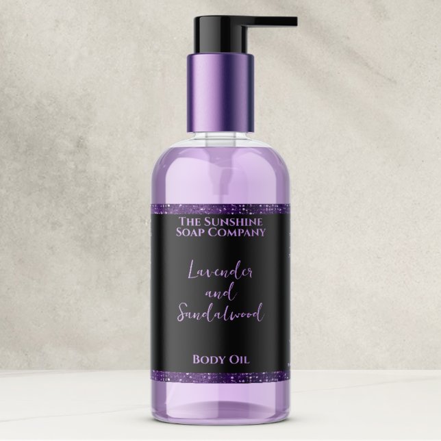 Purple Glitter & Black Cosmetics Bottle Label (Creator Uploaded)