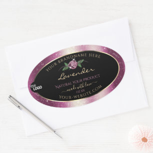 Purple Glitter Black Floral Product Labels Logo
