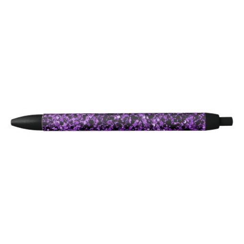 Purple glitter black ink pen