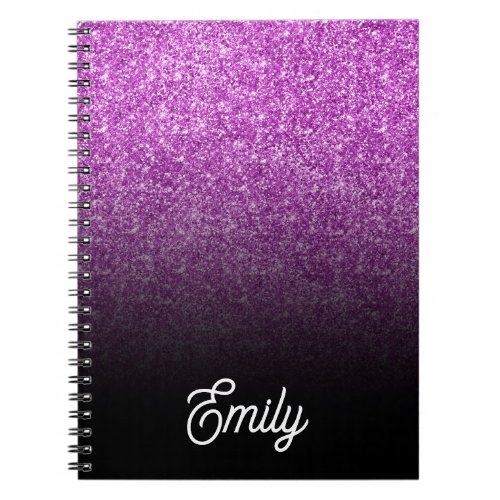 Purple Glitter Black Ombre Notebook