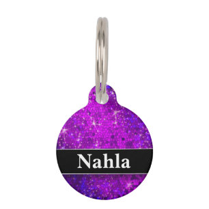 Purple Glitter Bling Dog Cat Diva Goddess Sparkle Pet ID Tag