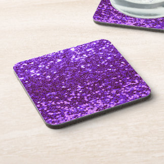 Purple Glitter Bling Sparkle Shiny Girly Chic Beverage Coaster