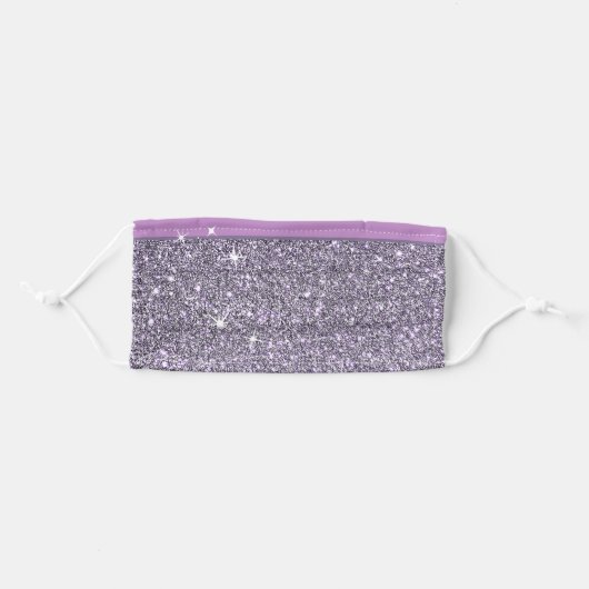 Purple Glitter Bling Stars Faux Silver Pattern Adult Cloth Face Mask (Front, Folded)