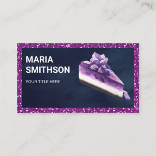 Purple Glitter Blueberry Cheesecake Slice Bakery Business Card