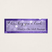 Purple Glitter Bokeh Script Mini Drink Ticket (Front)