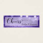 Purple Glitter Bokeh Script Mini Drink Ticket (Back)